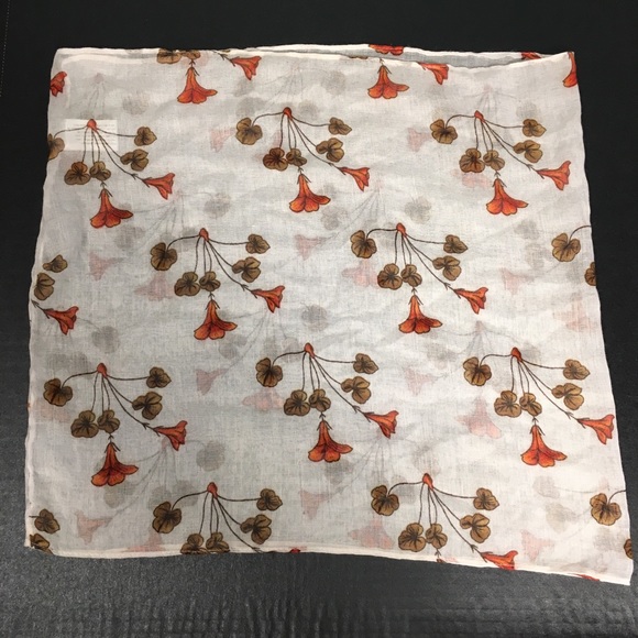 Infinity Scarf Orange Brown Retro Print Floral - Picture 4 of 7